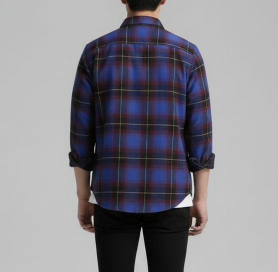 Urban Plaid Flannel Shirt - Royal Blue/Black