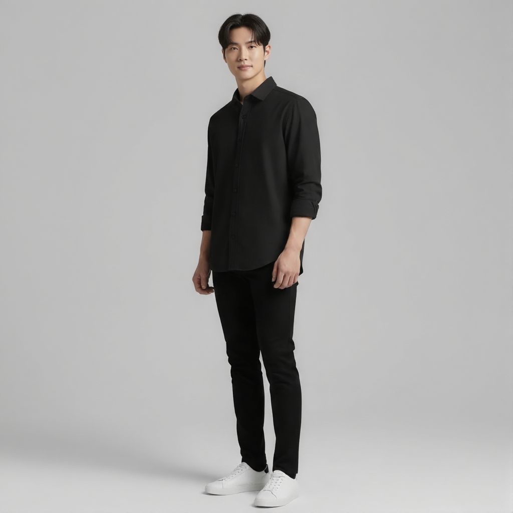 Classic Black Full-Sleeve Cotton Shirt for Men
