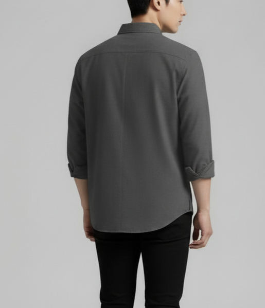 The Charcoal Gray Textured Button-Down Shirt