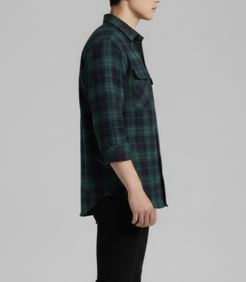 The Rugged Plaid Flannel Shirt - Forest Green & Black