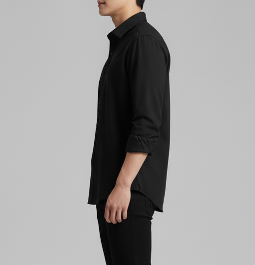 Classic Black Full-Sleeve Cotton Shirt for Men