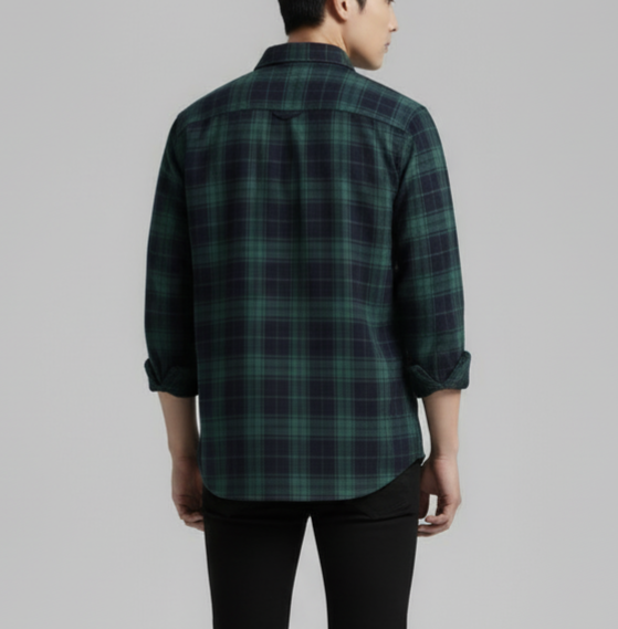 The Rugged Plaid Flannel Shirt - Forest Green & Black