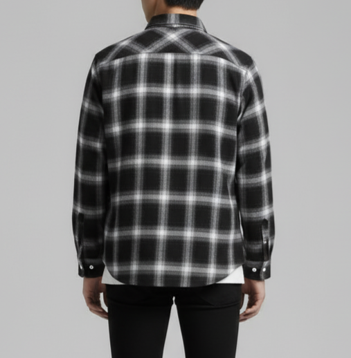 Urban Plaid Flannel Shirt - Black/White