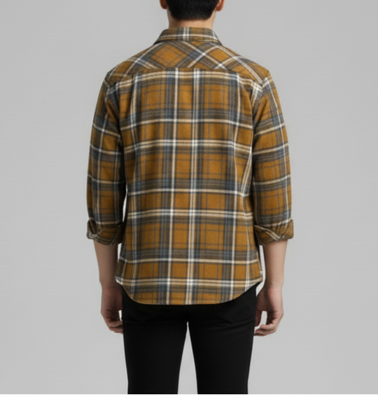 The Urban Plaid Flannel Shirt - Mustard & Grey