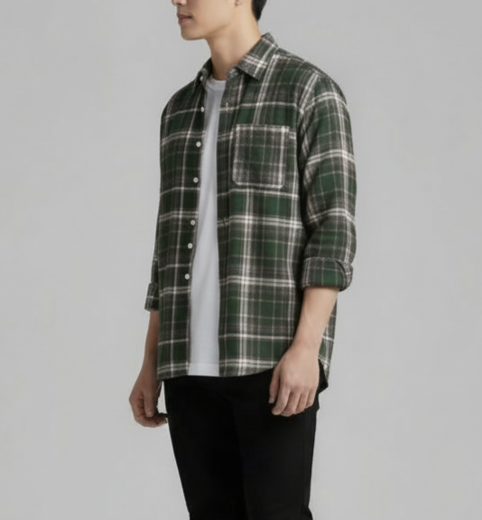 Urban Plaid Flannel Shirt Green