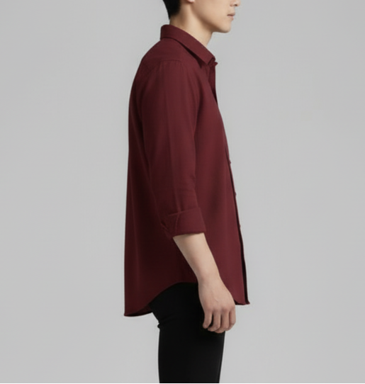 Classic Maroon Full-Sleeve Cotton Shirt for Men