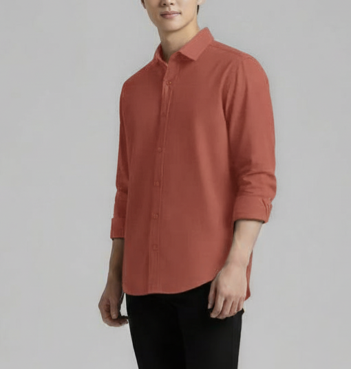 Light Pink Full-Sleeve Cotton Shirt for Men