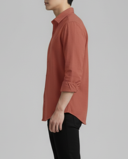 Light Pink Full-Sleeve Cotton Shirt for Men