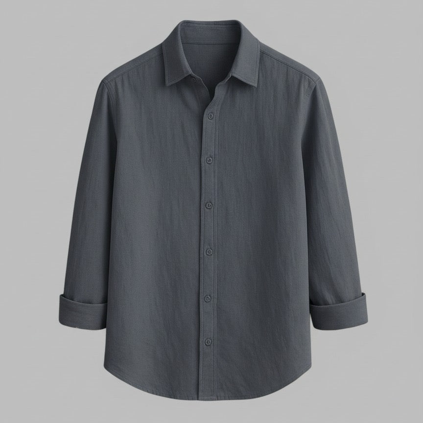 The Charcoal Gray Textured Button-Down Shirt