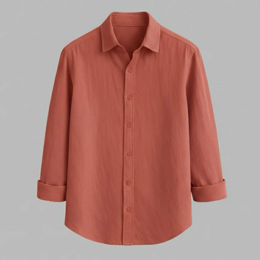 Light Pink Full-Sleeve Cotton Shirt for Men