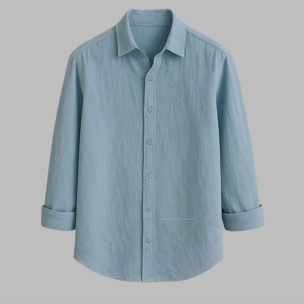 The Sky Blue Linen-Look Button-Down Shirt
