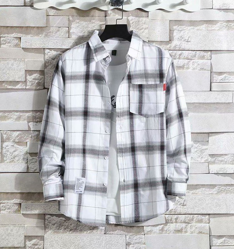 Urban Plaid Flannel Shirt - White/Charcoal